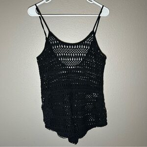 Victoria’s Secret black crochet knit swim cover up romper women’s size medium
